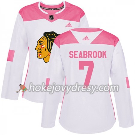 Dámské Hokejový Dres Chicago Blackhawks Brent Seabrook 7 Bílá 2017-2018 Adidas Růžová Fashion Authentic